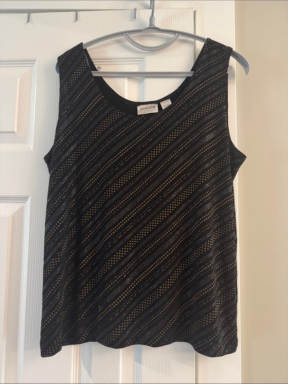 Chico's Black Knit Sleeveless Shell with Gold Dot Accent